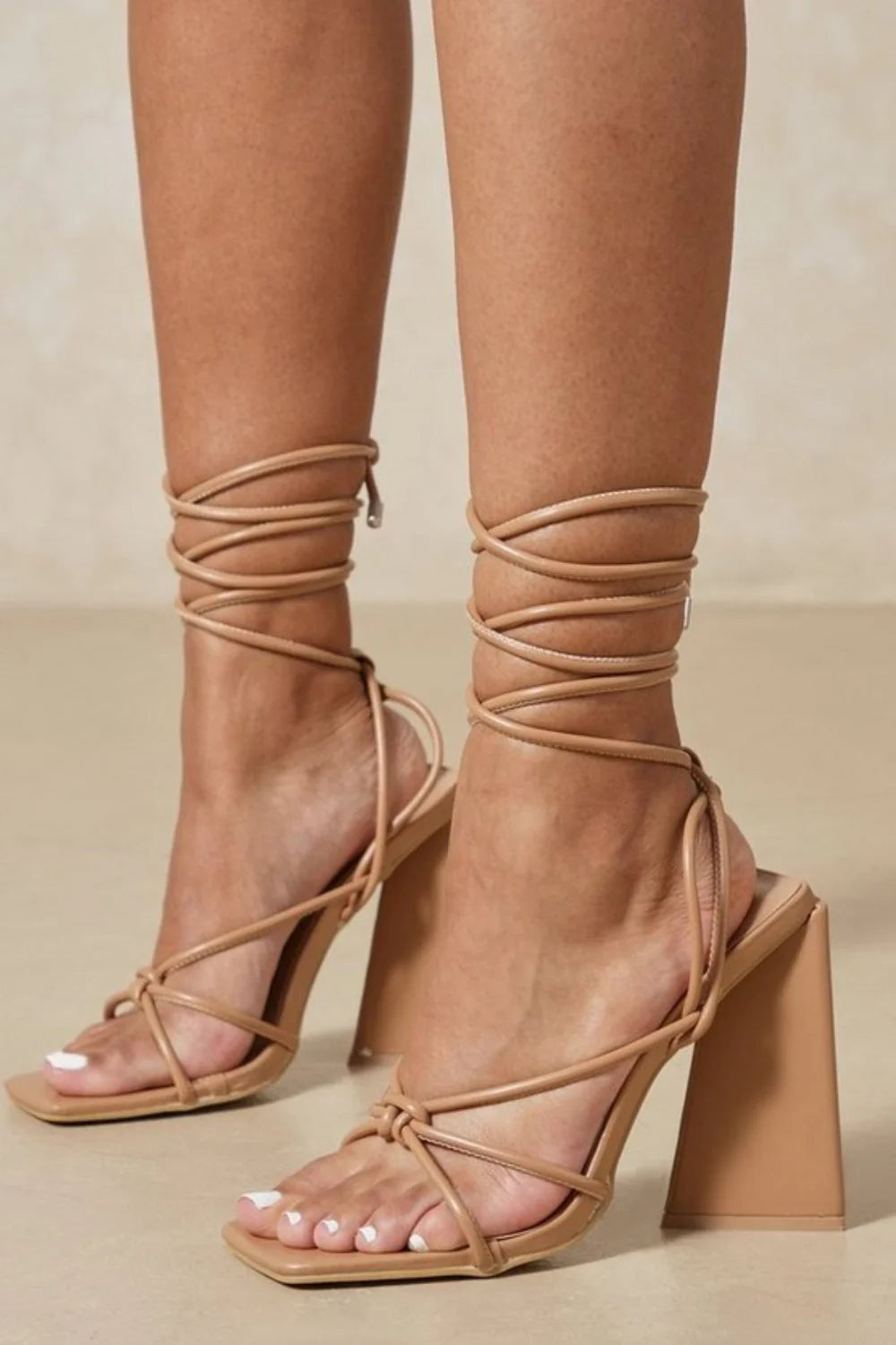 Mocha pyramid heels