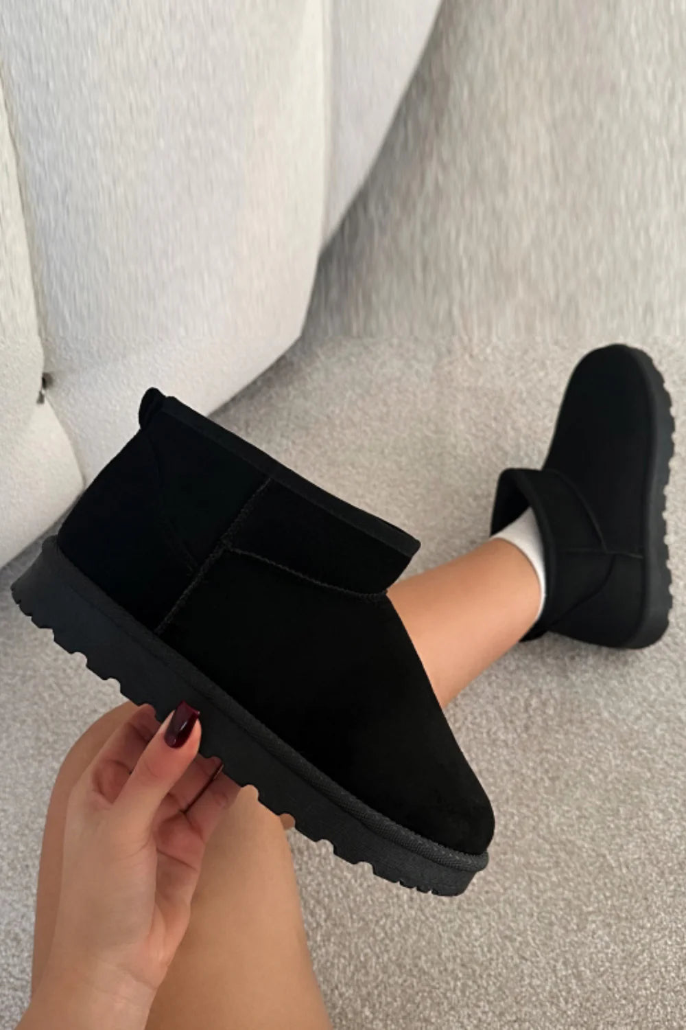 Black casual suede boots